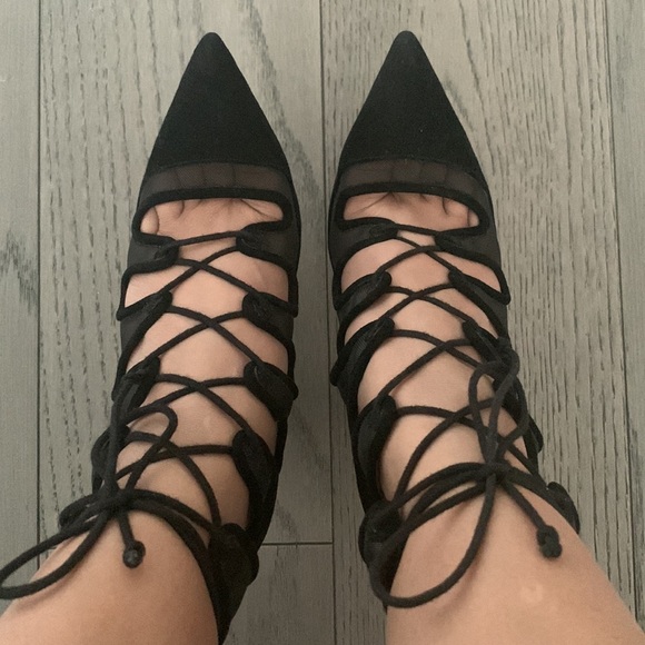 Zara Basic lace up pumps in black size 35 - Picture 3 of 13